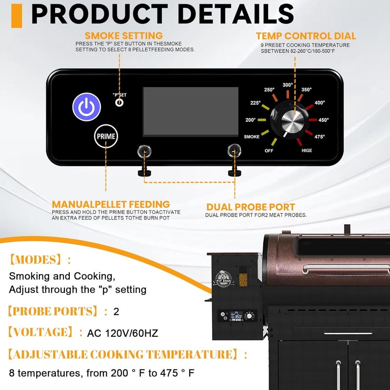 REEPLAR AC03P9 PB1100PS1 Control Board, Compatible with Pit Boss 1100PS1, PB820, Pro 1100, 550 Navigator, PB440D2, PB1150G, PB850G and PB550G Wood Pellet Grill/Smoker, Control Panel with LCD Display - Image 3